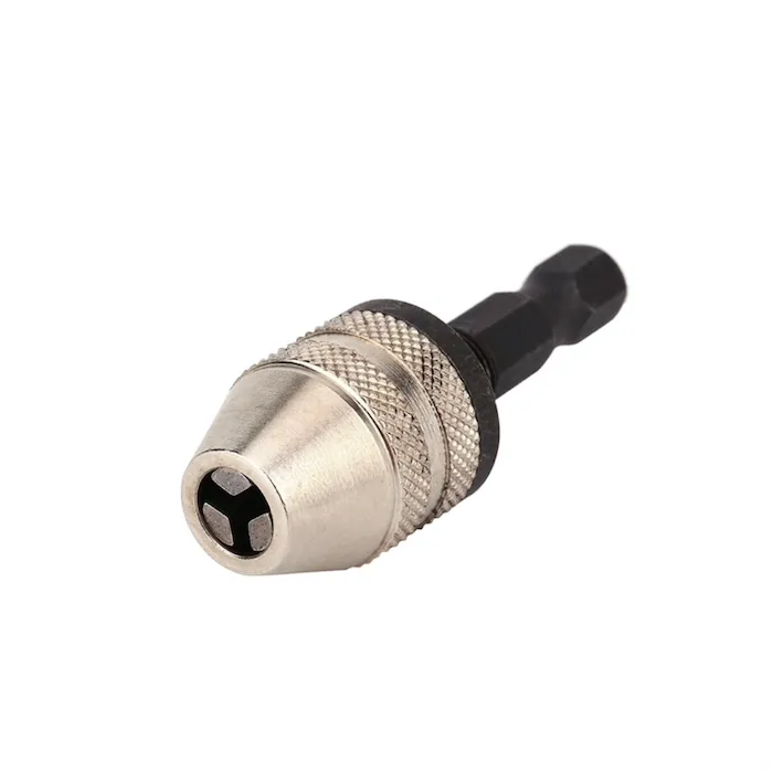 Nøkkelløs chuck - skrutrekker 1/4'' sekskantborekrone hurtigbytte konverteradapter