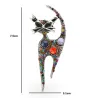 Flerfarget krystallkatt - vintage brosje