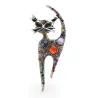 Flerfarget krystallkatt - vintage brosje