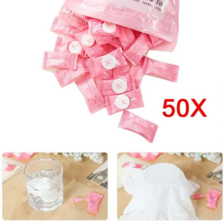 Serviette compressée - serviette de voyage - coton 50 pièces