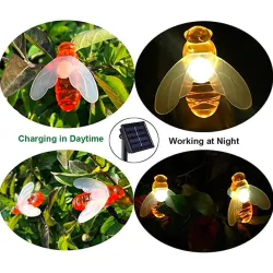 LED-lampor med bin - trädgård -soldriven - Julbelysning
