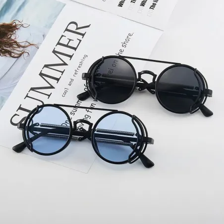 Klassieke gothic steampunk zonnebril - retro - rond frameZonnebrillen