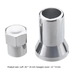 TR413 chrome car / truck - tire - wheel valve - hex - 4 piecesValve caps