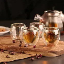 4 Pièces - Résistant à la chaleur - tasse en verre double paroi - verre - thé - expresso - café