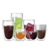 4 stykker - varmebestandig - dobbeltvægs glaskop - glas - te - espresso - kaffe