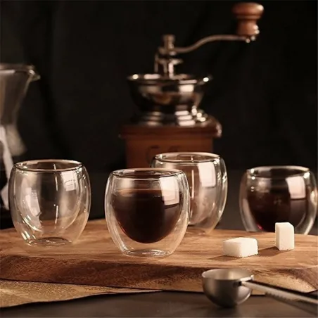 4 Stück - Hitzebeständig - doppelwandige Glastasse - Glas - Tee - Espresso - Kaffee