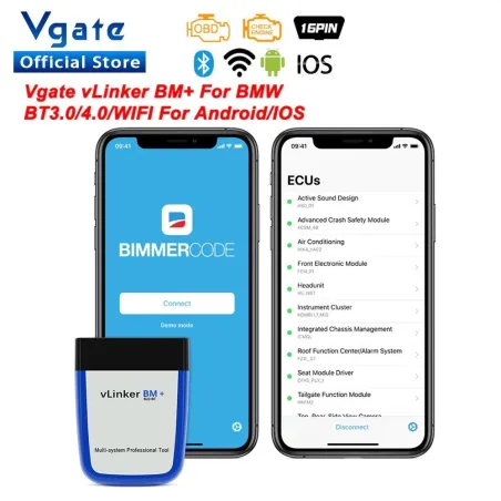Vgate vLinker BM - OBD2 - BMW - ELM327 V2.2 - PK ELM 327 - Bluetooth - WiFi - bilskanner / diagnostikverktyg