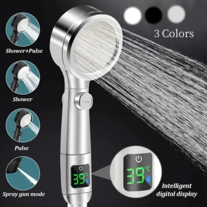 Smart 4Mode Instelbare Led Digitale Temperatuur Display Douchekop Hoge Druk Handheld Badkamer Waterbesparende Douchekop