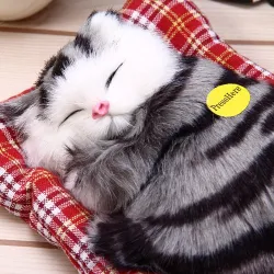 Peluche chat endormi avec son