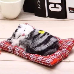 Peluche chat endormi avec son