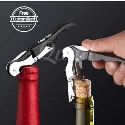 10 pièces - tire-bouchon en acier inoxydable avec votre propre logo d'entreprise - ouvre-bouteilles personnalisés gravés - cadea