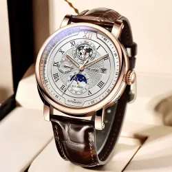 Orologio da polso automatico con cinturino in pelle di lusso per uomo - business - casual - impermeabile