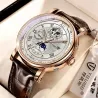 Montre de luxe avec bracelet en cuir pour homme - professionnelle - décontractée - étanche - montre-bracelet automatique
