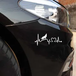 Heulender Wolf / Herzschlag Lebenslinie - Vinyl-Autoaufkleber
