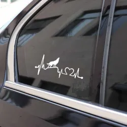 Heulender Wolf / Herzschlag Lebenslinie - Vinyl-Autoaufkleber