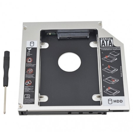 Universal aluminum SATA HDD Caddy 12.7mm box case enclosure optical bay