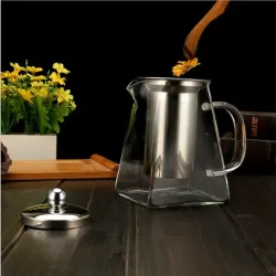Infusor de téTetera de vidrio resistente al calor - acero inoxidable