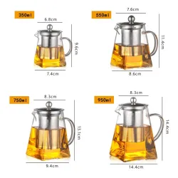 Infusor de téTetera de vidrio resistente al calor - acero inoxidable