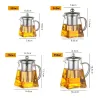 Infusor de téTetera de vidrio resistente al calor - acero inoxidable