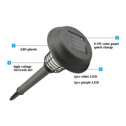 Solcelledrevet LED myggdreper - plen hagelys - 2 stk
