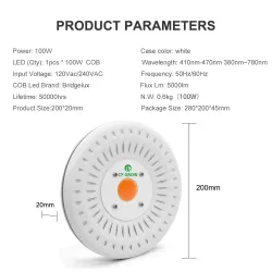 100W COB LED kweeklamp - volledig spectrum - hydrocultuur - waterdicht IP67Kweeklampen