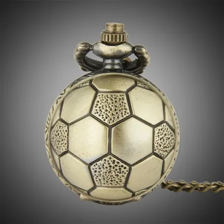 Soccer Ball Shape Bronze Round Vintage Quartz Movement Pocket Watch With Chain NecklaceNecklaces