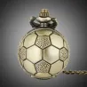 Soccer Ball Shape Bronze Round Vintage Quartz Movement Pocket Watch With Chain NecklaceNecklaces
