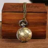 Soccer Ball Shape Bronze Round Vintage Quartz Movement Pocket Watch With Chain NecklaceNecklaces