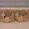 1 Pair Trendy Rose Pattern Gold Plated Hollow Out Hoop Earrings for WomenEarrings