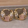 1 Pair Trendy Rose Pattern Gold Plated Hollow Out Hoop Earrings for WomenEarrings