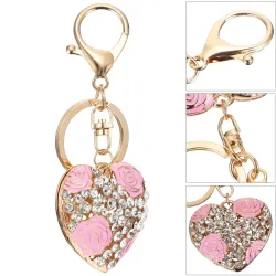 Alloy Heart Shaped Keychain naments Rhinestones Fashionable Bag Pendant Gift Decoration Creative Chains Car Keys