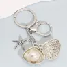 Fashion Pearl Starfish Shell Alloy Keychain Silver Color Sea Key Chains For Making Handmade DIY Jewelry Accessories Findings