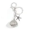 Fashion Pearl Starfish Shell Alloy Keychain Silver Color Sea Key Chains For Making Handmade DIY Jewelry Accessories Findings