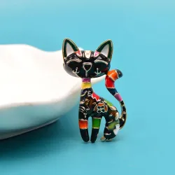 CINDY XIANG Enamel Cat Brooch – Unisex, 2 Colors, Cute Animal PinBrooches
