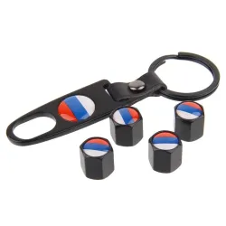 Partes de ruedaTapas de válvulas para ruedas de coche con la bandera rusa (juego de 4)