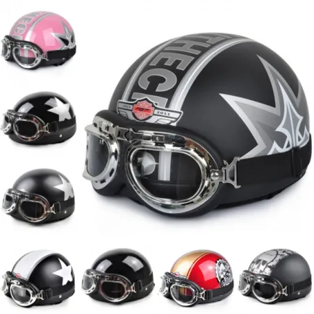 Partes de motosScooter de moto vintage Open Face Media Casco & Visor &
