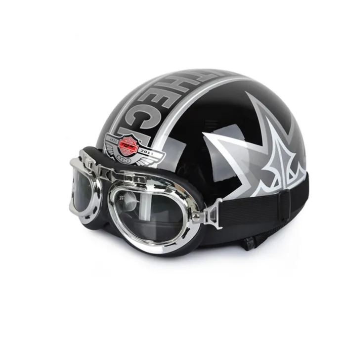 Partes de motosScooter de moto vintage Open Face Media Casco & Visor &