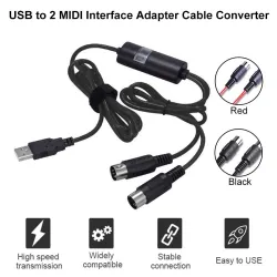 Câble d'interface USB vers MIDI - adaptateur - convertisseur pour clavier musical PC - Windows Mac iOS - 2 m