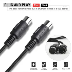 USB-midi-liitäntäkaapeli - sovitin - muunnin PC:n musiikkikoskettimille - Windows Mac iOS - 2m