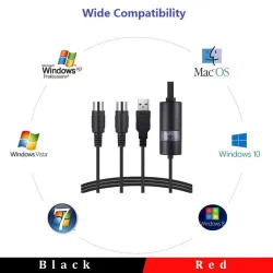 USB-midi-liitäntäkaapeli - sovitin - muunnin PC:n musiikkikoskettimille - Windows Mac iOS - 2m