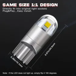 10 PCS 194 T10 W5W LED Bulbs 12V 3030 2SMD 7000K White Super Bright Car Interior Dome Map Door Courtesy License Plate Lights
