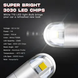 10 PCS 194 T10 W5W LED Bulbs 12V 3030 2SMD 7000K White Super Bright Car Interior Dome Map Door Courtesy License Plate Lights