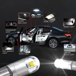 10 PCS 194 T10 W5W LED Bulbs 12V 3030 2SMD 7000K White Super Bright Car Interior Dome Map Door Courtesy License Plate Lights