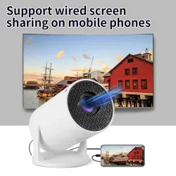 HY200 720p kannettava projektori - 270° kääntyvä, Full HD HDMI/USB, kotiteatteri ja ulkoilmaelokuvat