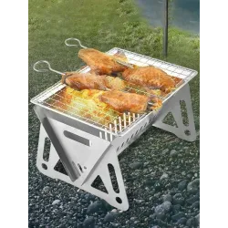 Barbecue portatile pieghevole di grandi dimensioni - acciaio inossidabile - fornello da campeggio