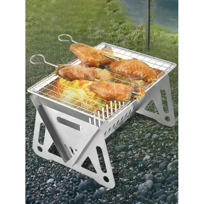 Kannettava kokoontaitettava suuri grilli - ruostumatonta terästä - retkikeitin