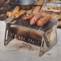 Bærbar, sammenleggbar stor grill - rustfritt stål - campingkomfyr