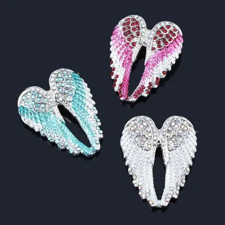BrochesZRM Fashion Angel Wings Creative Guardian Angel Wings Brooches Pin Rhinestone Crystal Diamante Jewellery Ladies