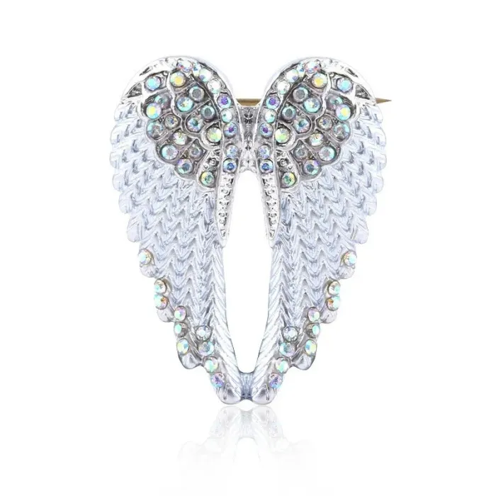 ZRM Fashion Angel Wings Creative Guardian Angel Wings Brooches Pin Rhinestone Crystal Diamante Jewellery Ladies
