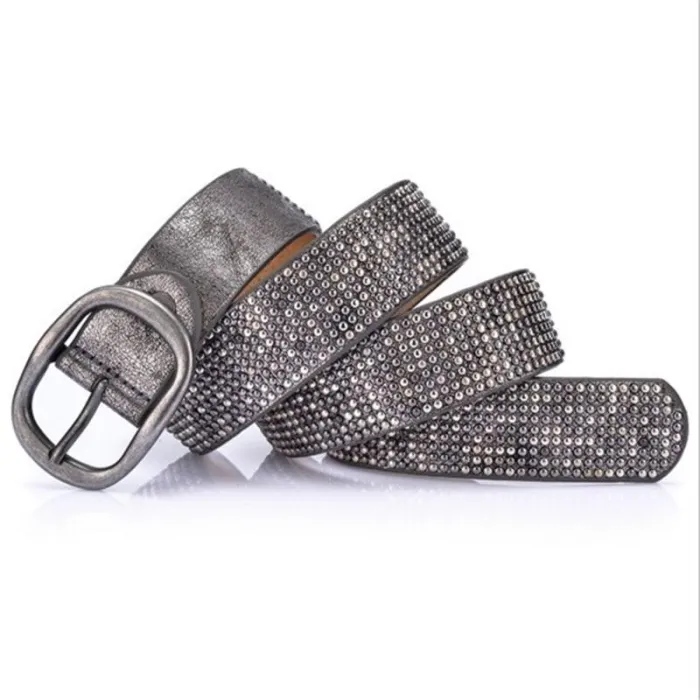 CinturonesCinturón de cuero con remaches punk para mujer: cinturón vintage con hebilla para jeans.